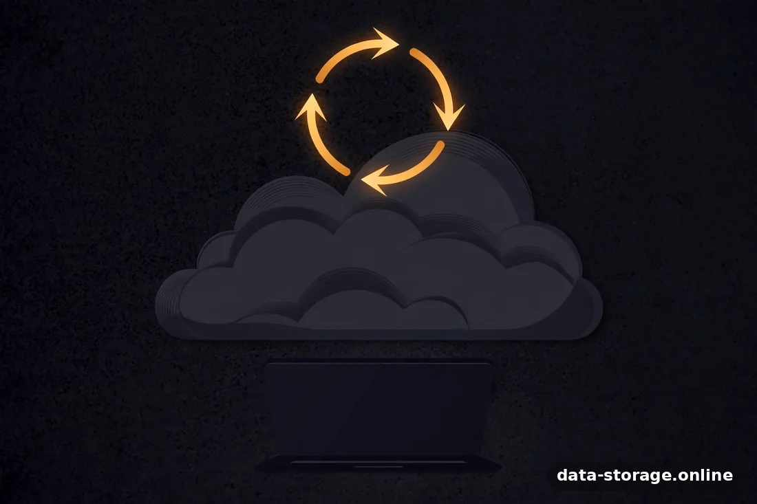 Abstrakte Illustration: abstraktes Fenster-Symbol mit Backup-Pfeil, dunkles Schiefergrau mit Amber-Akzenten